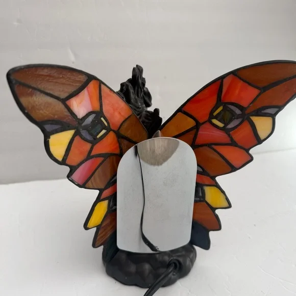 Tiffany Style Stained Glass Fairy Table Butterfly Lamp8”